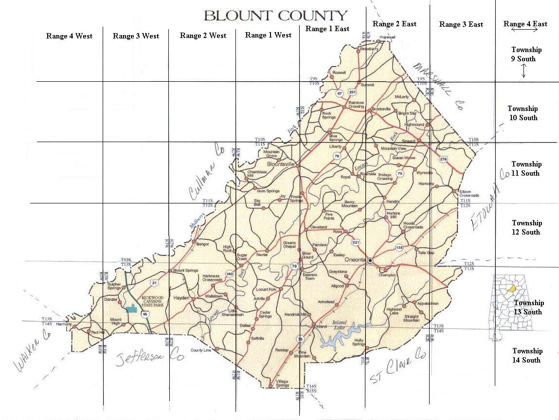 Blount County Al Gis Map The Township & Ranges Of Blount County Alabama